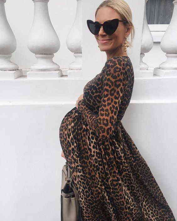 

Maternity Dress Leopard Print Clothes For Pregnant Women Pregnancy Gowns For Photo Shoot Long Sleeves Cotton G220418, Light
