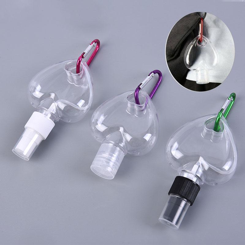 

Storage Bottles & Jars 1PC 50ml Portable Heart Shape Empty Refillable Bottle With Key Ring Hook Travel Hand Sanitizer Keychain Carrier