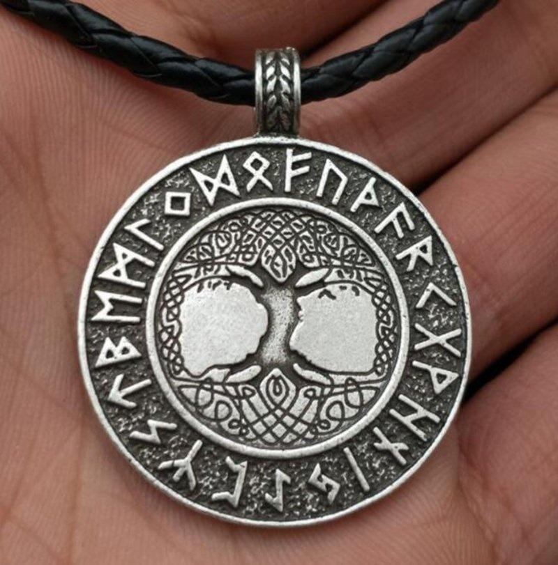 

Pendant Necklaces Vintage Viking Tree Of Life Runes Amulet NecklacePendant
