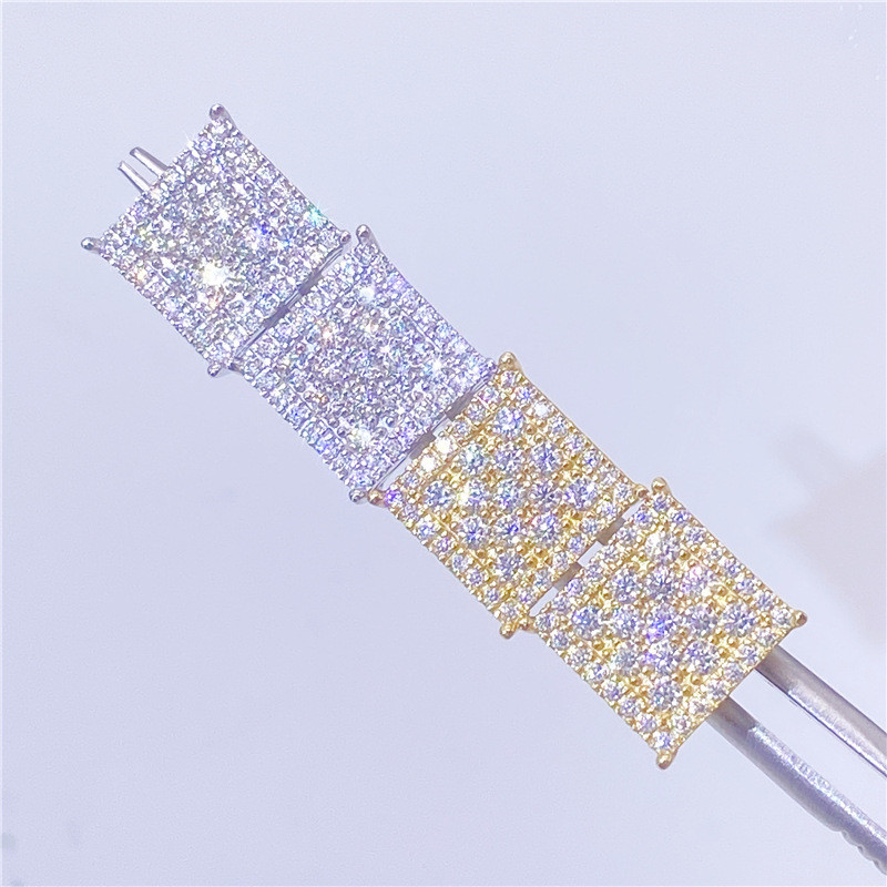 

Allergic Free 925 Sterling Silver Gold Plated Bling Moissanite Diamond Earrings Studs for Men Women Nice Gift