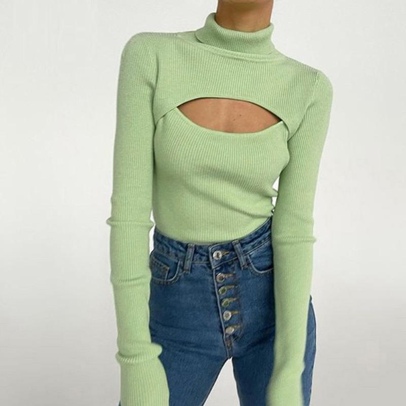 

Women' Sweaters Vintage Turtleneck Female Sweater Solid Winter Warm Long Sleeve Casual Slim Knitted Pullovers Women Knitting SweaterWomen, Green