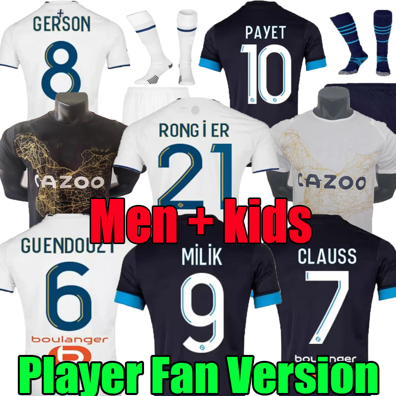 

S-4XL 22 23 away soccer jerseys 2022 2023 MarseilleS MILIK maillot foot CUISANCE THAUVIN BENEDETTO PAYET football shirts men  LUIS HENRIQUE GERSON player fans, 22/23;home