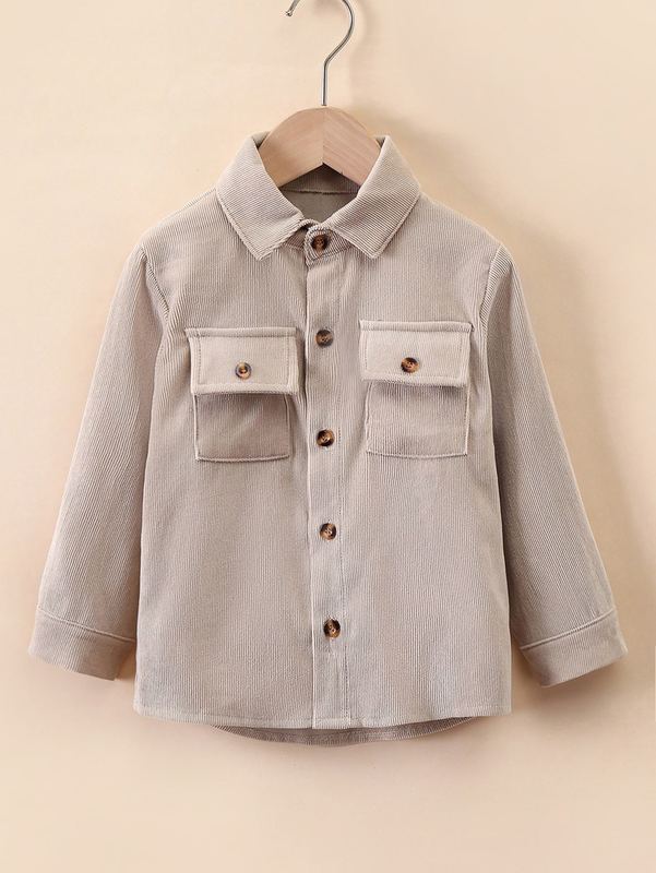

Toddler Boy Corduroy Flap Pocket Button Front Coat SHE, Apricot.