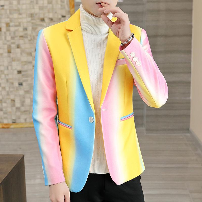 

Men's Suits & Blazers Autumn And Winter Colours Casual Small Suit Korean Style Slim Trend Jacket Spring Tide Man Blazer, Blue