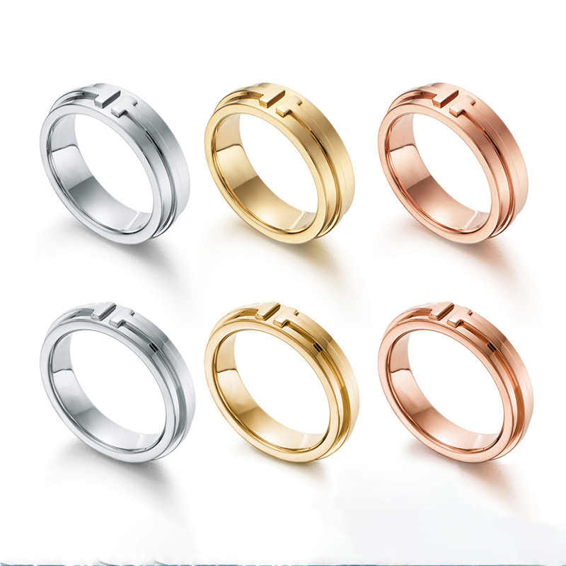 

designer gift love ring for women letter T wedding couple rings jewelry with box