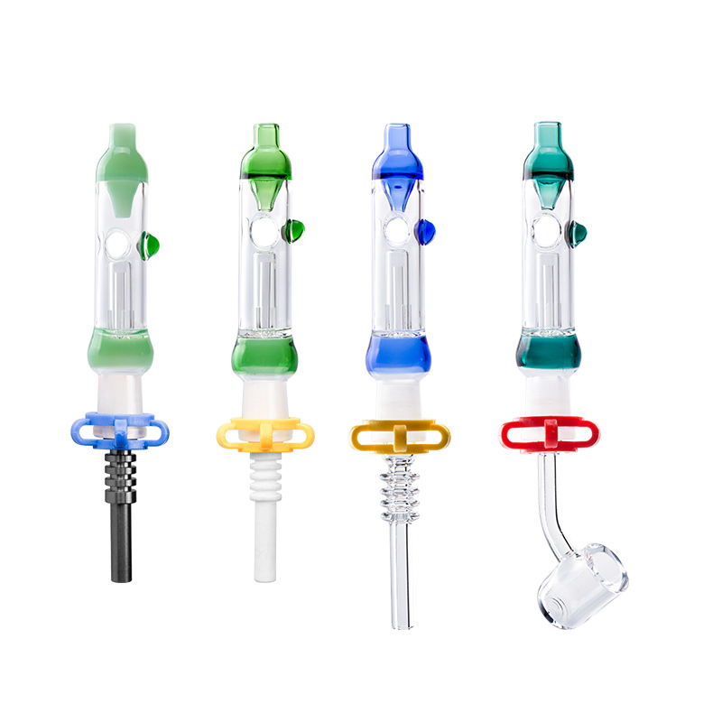 

Paladin886 NC067 Hookah 14mm Dab Rig Smoking Pipe Titanium Quartz Ceramic Nail Air Hole Recycle Glass Water Bong Spill-proof Colorful Ash Catcher Bubbler