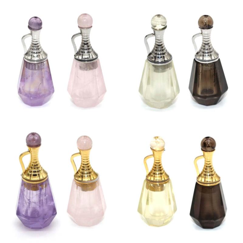 

Pendant Necklaces Natural Stones Essential Oil Diffuser Perfume Bottle Healing Crystal Quartz Faceted Stone PendantPendant