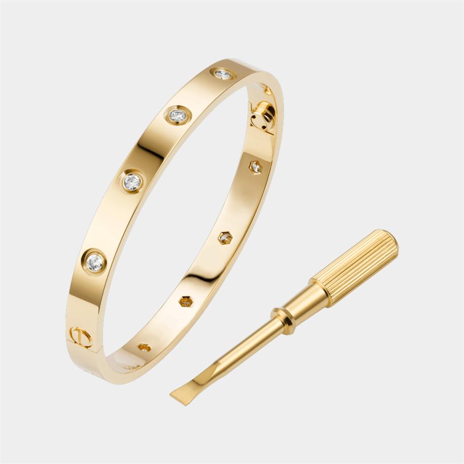 

Love Screw Bracelet 5.0 Designer Bracelets 10 Diamonds Bangle luxury jewelry For women Titanium steel Alloy Gold-Plated Craft Neve292x