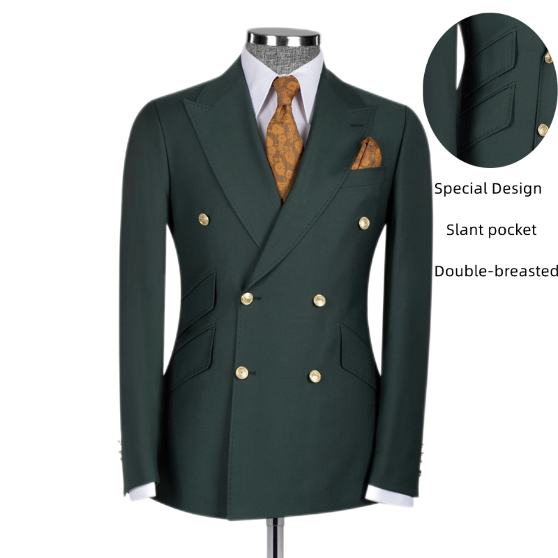 

Men's Suits & Blazers Latest Design Slant Pocket Blazer Men Slim Fit 2 Piece For Wedding Groom Classic Summer Green Jacket Pants Men's O, Sky blue