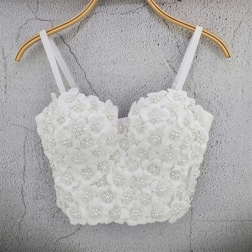 

Sexy bra tops diamond beading flowers Push Up Bralet Women's Corset Bustier Bra Night Club Party Cropped Top Vest F2047 220318, Black diamond