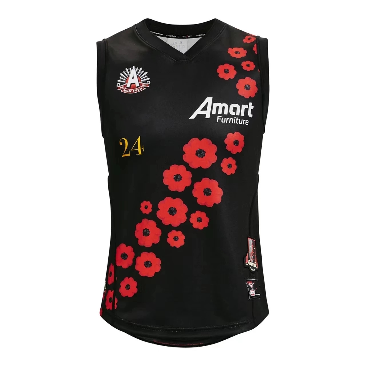 

2022 ESSENDON BOMBERS HOME GUERNSEY ANZAC RUGBY JERSEY size S-M-L-XL--3XL