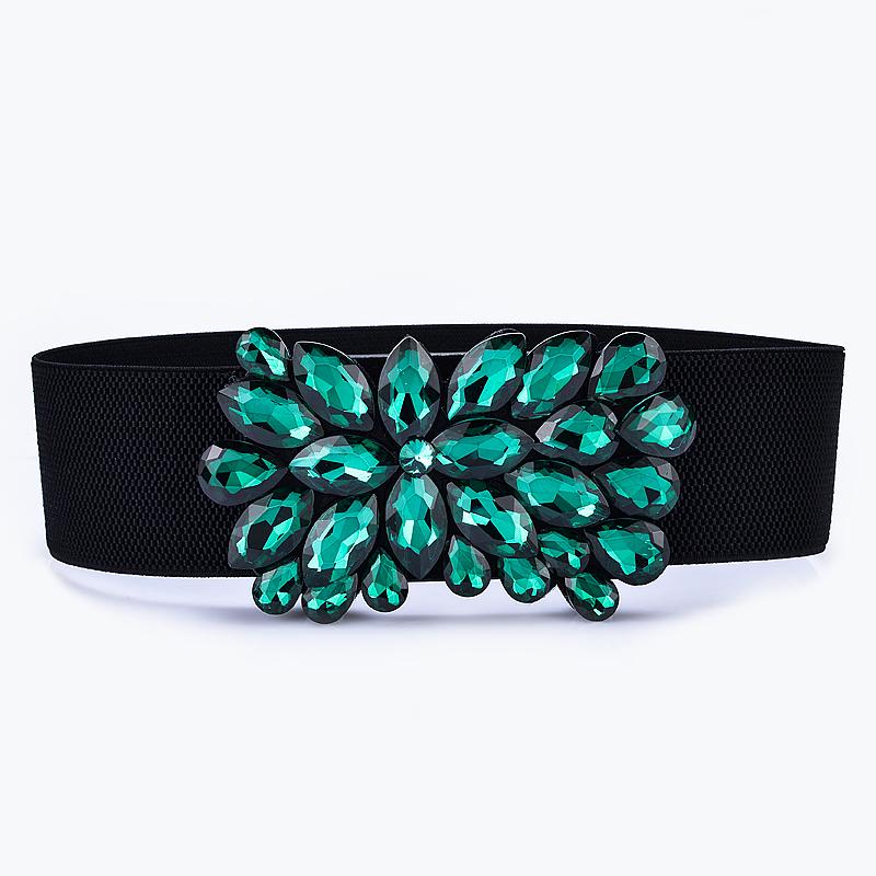 

Belts Hongmioo Fashion Women Belt With Colorful Diamonds For Wide Elastic European Style Accessories Dresses, White