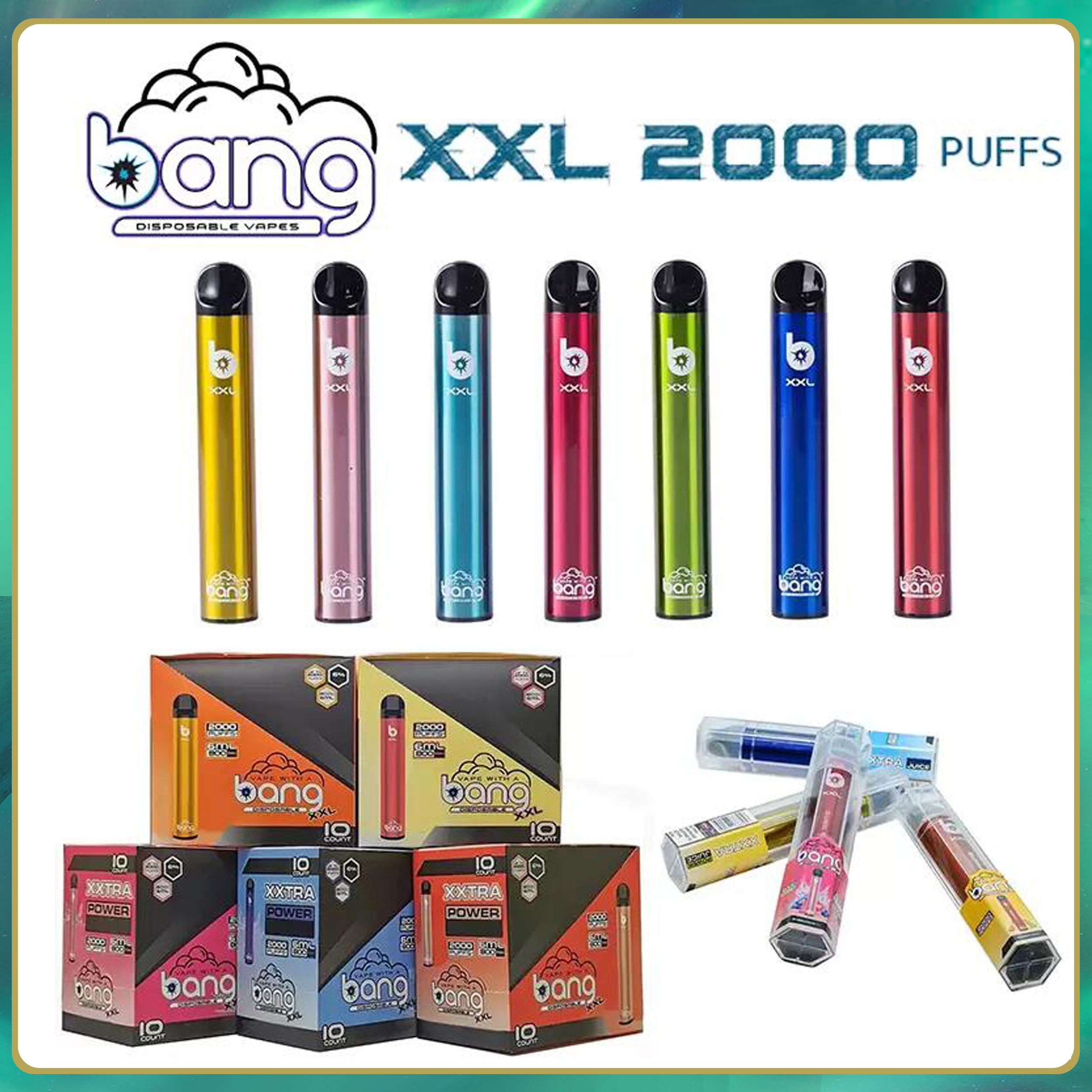 

Bang XXL XXtra Disaposable Cigarettes Vape Pen Price 2000 Puffs 6.0ml 2% 5% 6% Capacity Free 800mah Battery 24 Colours Fast Send