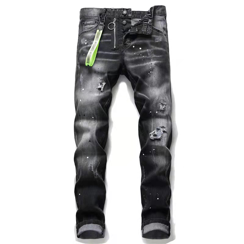 

2022 Fashion pants men jeans Distressed Ripped Biker Slim Fit Motorcycle Biker Denim For Men s Fashion Mans Black Pants