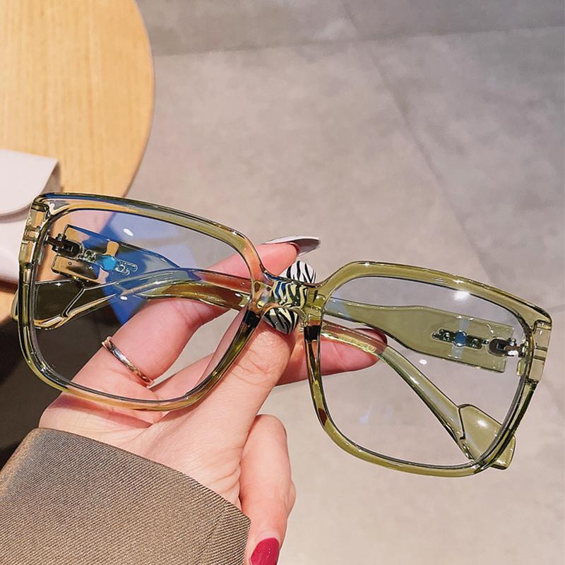 

Fashion Sunglasses Frames Oversized Green Women Glasses Frame Vintage Anti-Blue Light Clear Computer Transparent Eyeglasses, Black