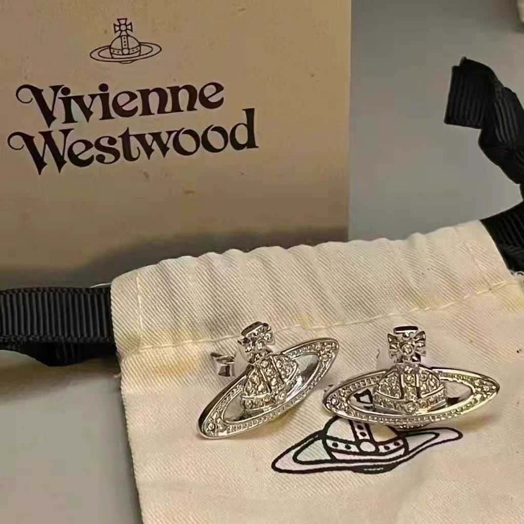 

Western Queen Mother Earrings classic Saturn Earring Vivian crystal full diamond inlaid cool wind Earrings Ouyang Nana same Earrings