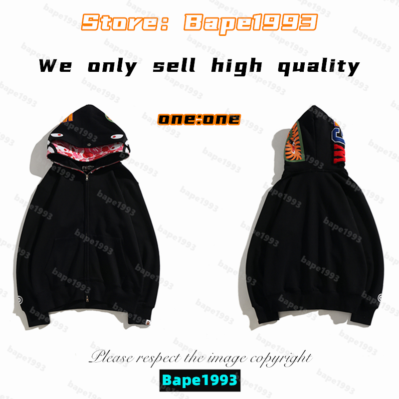

High quality Apes Mens Hoodies & Sweatshirt Japan shark B ape head Galaxy spots luminous camo Male and female couples with the same model 100% cotton New hoodie 1993 KS5-2, 1 button