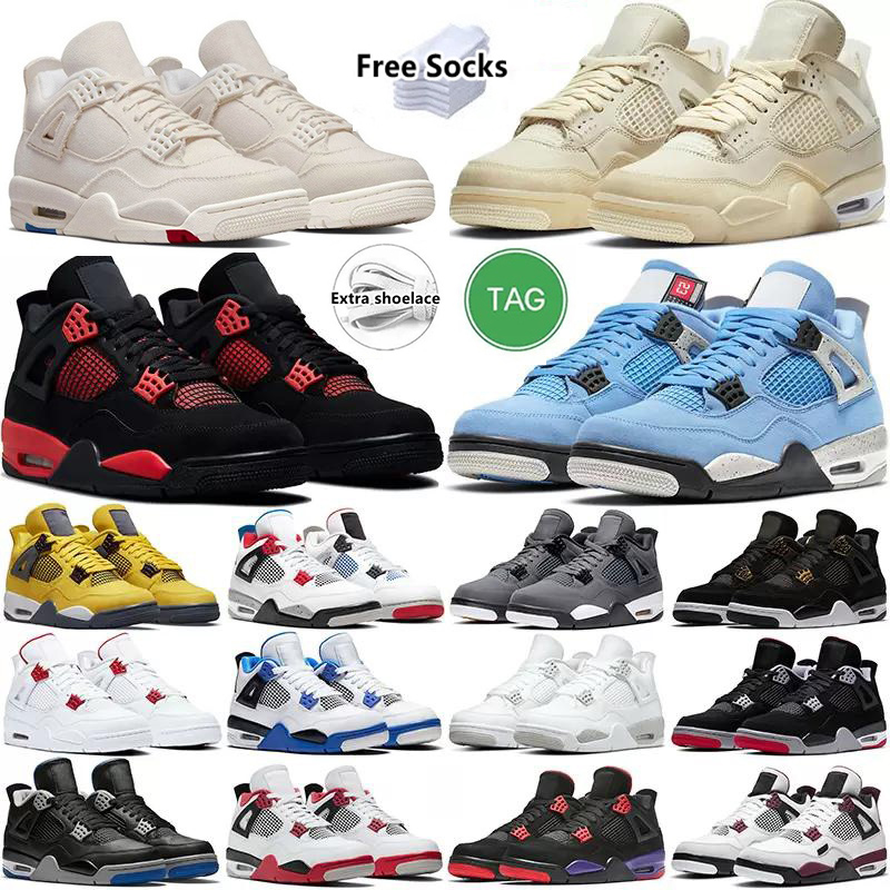 

jumpman 4 Retro Basketball Shoes 4s Canvas Red Thunder Black Cat Sail White Oreo Cactus Jack Dark Marina Blue Mocha University Cool Grey mens outdoor sports sneakers, Color#1