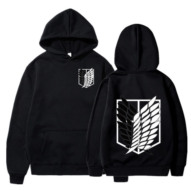 

Attack On Titan Hoodie Japanese Anime Hingeki No Kyojin Graphic Sweatshirt Pullover Casual Hooded Streetwear Tops Unisex 220813, Pure black