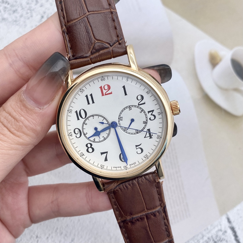 

2023 New Five stitches mens watches All dials work Quartz Watch high quality Top luxury Brand chronograph wristwatch leather belt art fashion Mineral glass mirror