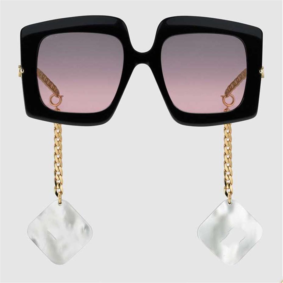 

Unique Black frame red lens woman earring sunglasses classic fashion 0722S glasses polycarbonate plate square frame 0722 sunglasse281E