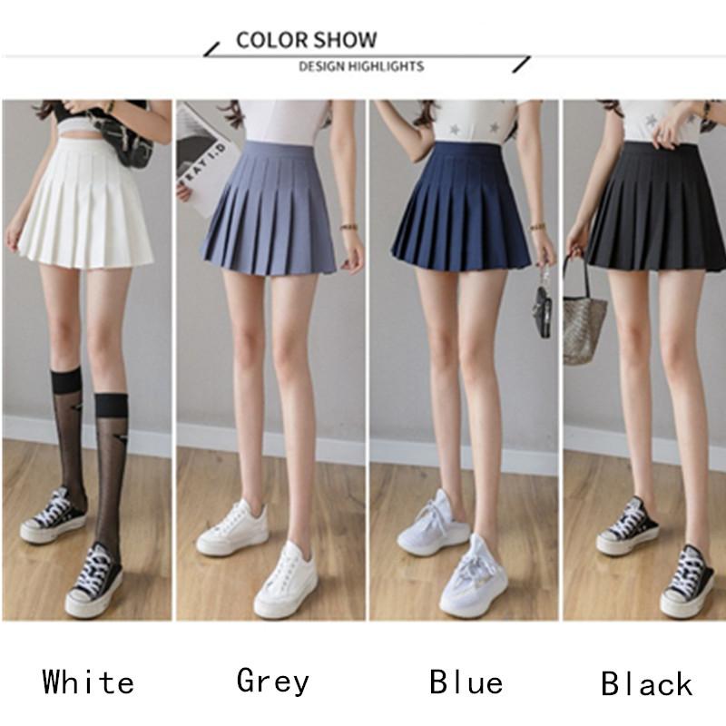 

Skirts -2XL High Waist Stitching Student Pleated Women Cute Sweet Girl Dance Mini Black White Blue Grey SkirtsSkirts, S19