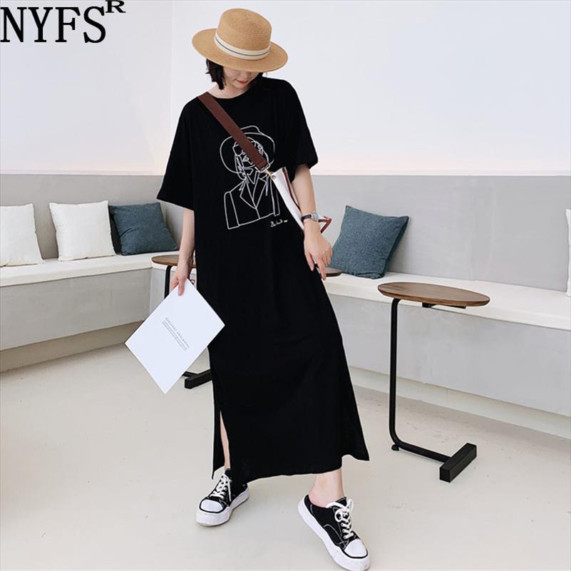 

Summer Korea Loose Short Sleeve Woman Dress Vestidos Robe Elbise Fashion Print Plus Size Long, Camel