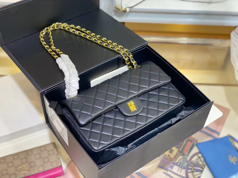 In Stock Classical style top selling Leather Women Chain Bag Golden Sheepskin Single Shoulder Bags Classical ladies Diamond Lattice Handbag fast