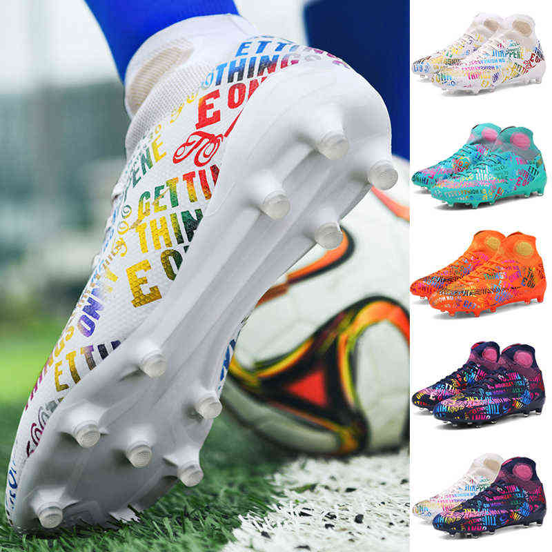 

Soccer Shoes men Boot Kids High Ankle Football Lightweight Breathable Outdoor Sport Sneakers 220331, 163 green sd