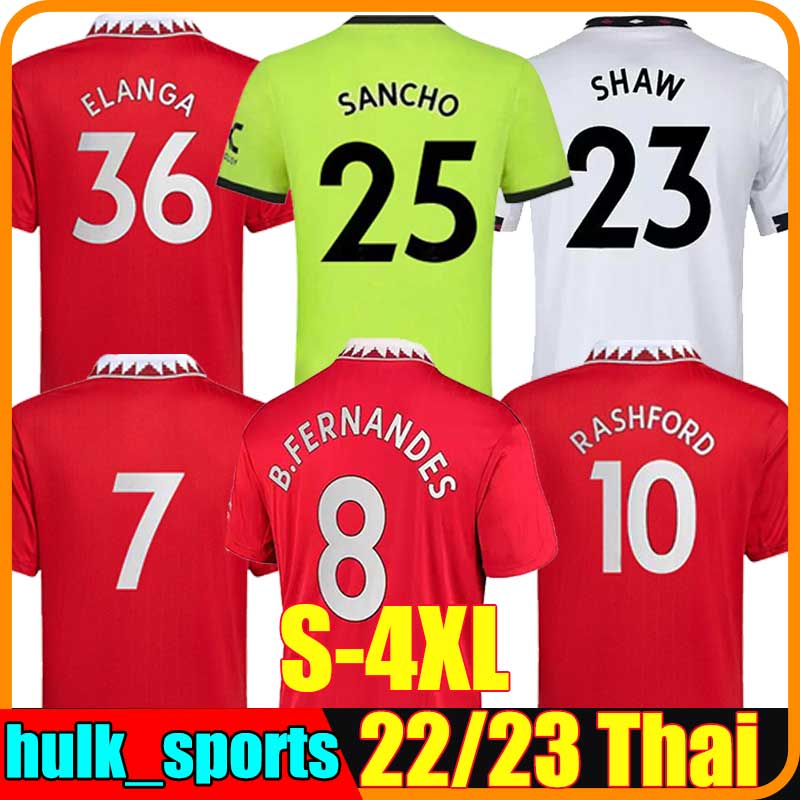 

4XL 22/23 SANCHO soccer jerseys PLAYER #7 Fans Player version MANS BRUNO FERNANDES LINGARD MANCHESTERS RASHFORD UTDS GREENWOOD football shirt men women kids kit, Manlian 22-23 third