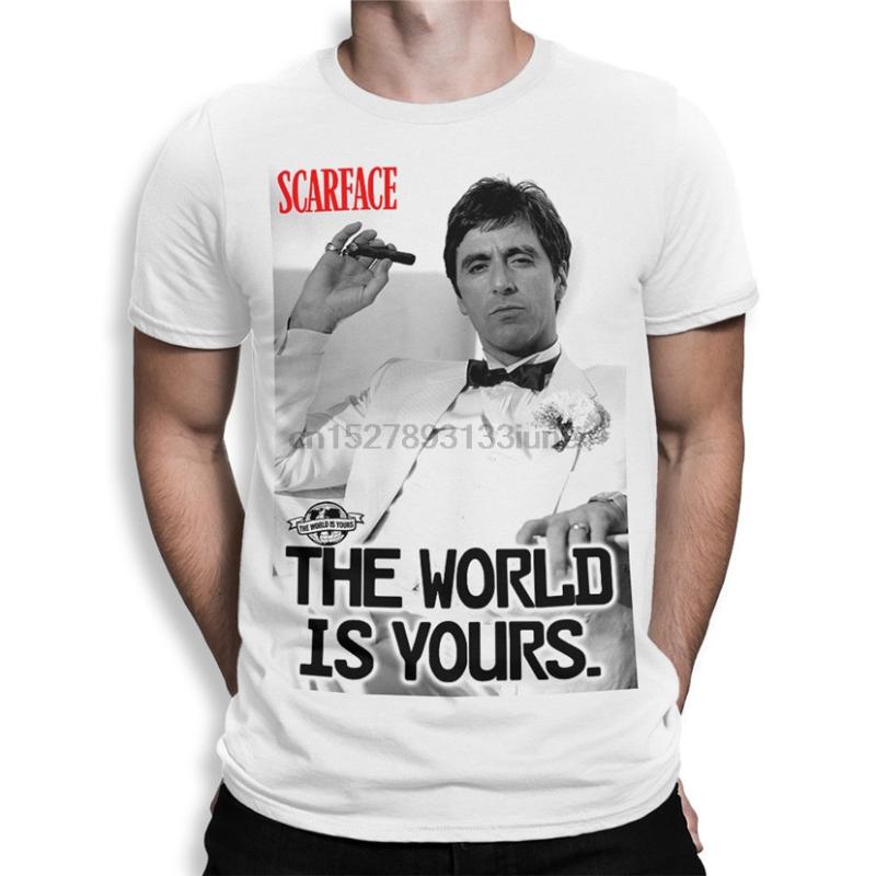 

Men's T-Shirts Scarface The World Is Yours T-Shirt Al Pacino Tony Montana Men Women Tee Casual ShirtMen's, 0301734-gold