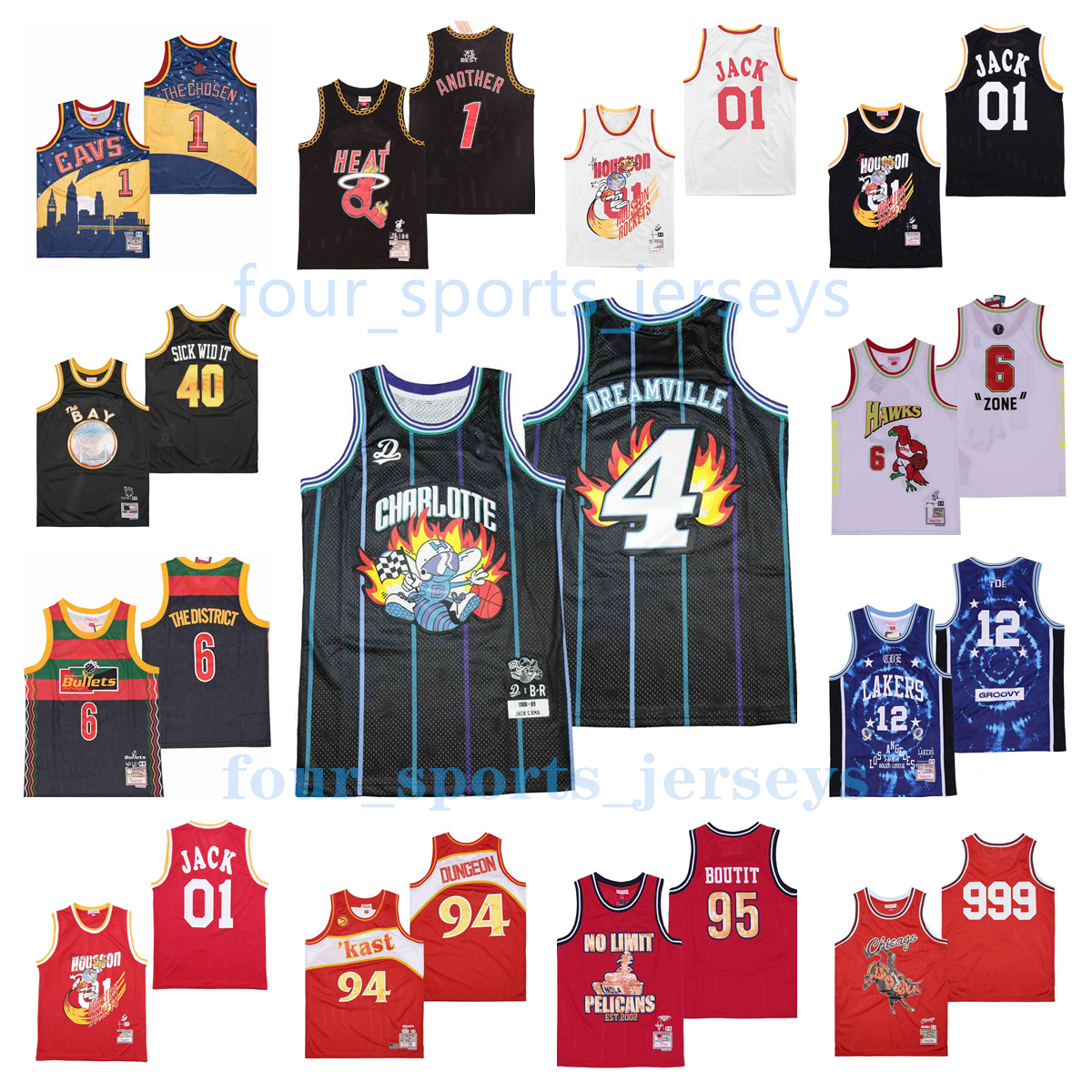 

Movie Basketball Jerseys 1 The Chosen Another Jack 6 Zone The District 97 Harlem 94 Dungeon Men Size S--XXL, As picture