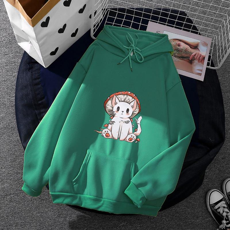 

Women's Hoodies & Sweatshirts European Style Woman Sweatshirt Fleece Jumper Long Sleeve Top Autumn Winter Female HoodyWomen's, Dark green