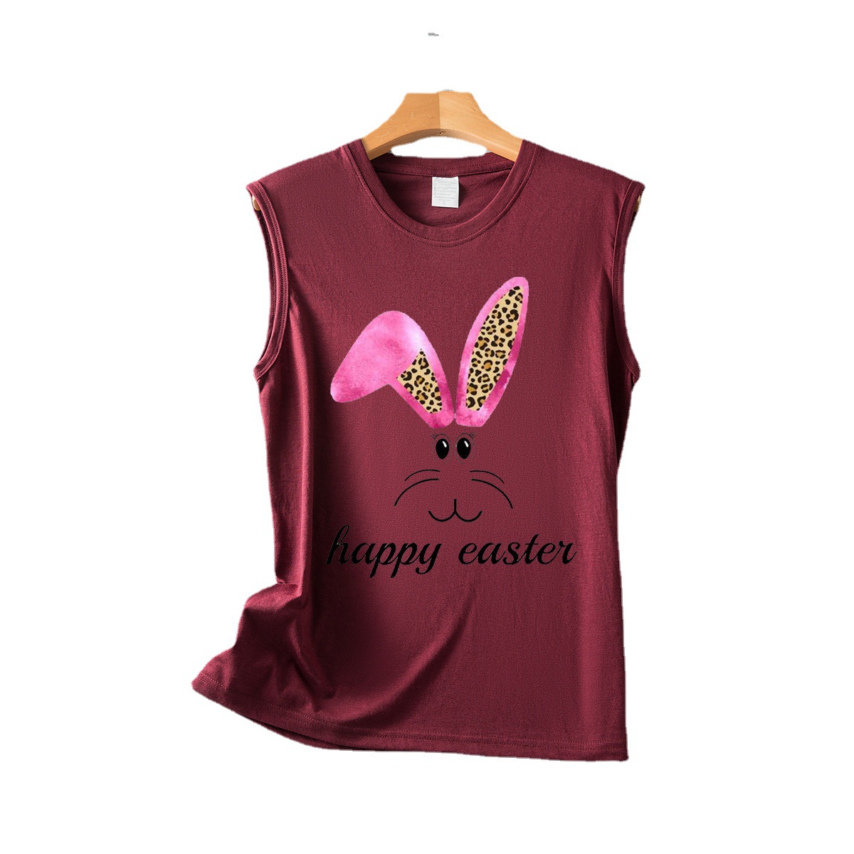 

Women' T-Shirt Easter Short Sleeve Female Print Ears Tops, Black