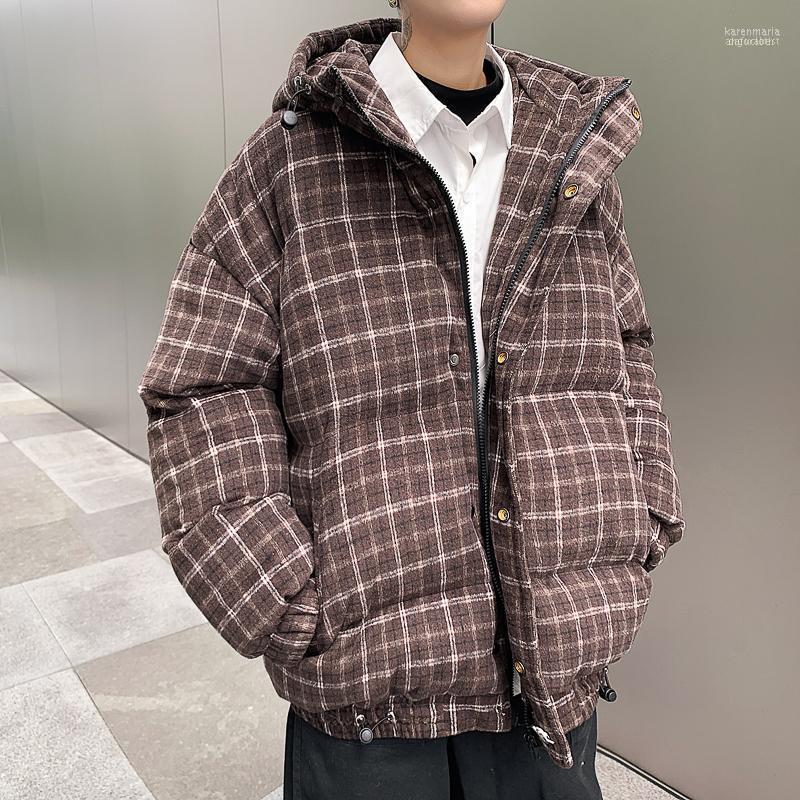 

Men's Down & Parkas JUSTAR Winter Plaid Hooded Cotton Padded Clothes1 Kare22, Brown