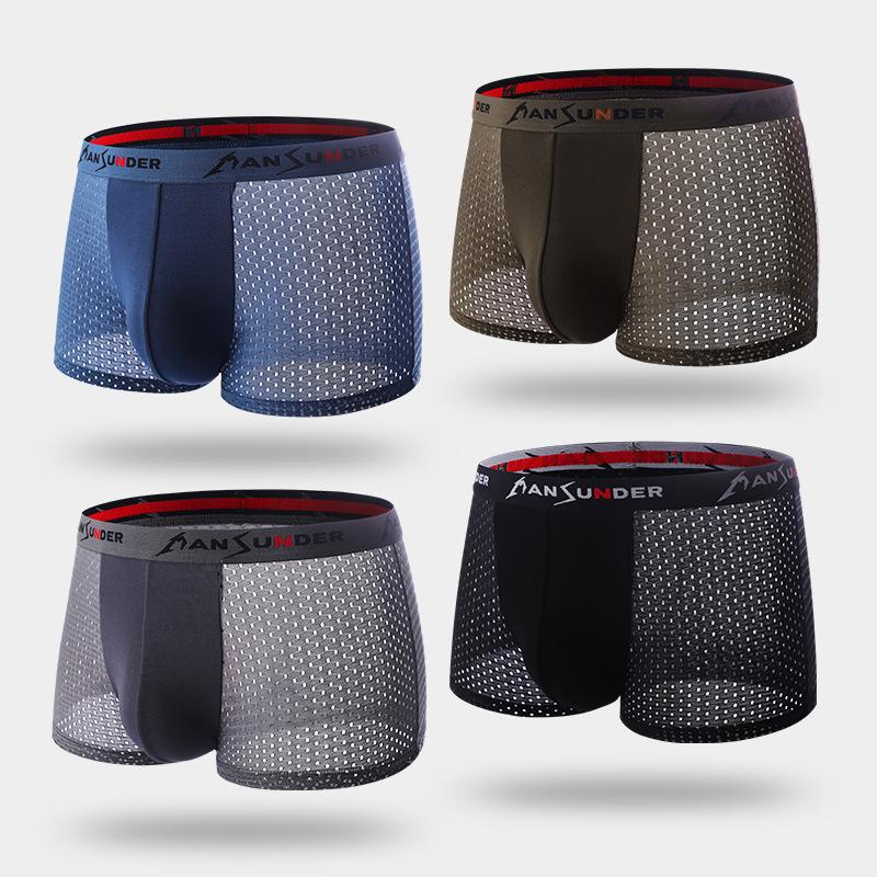 

Underpants Jodimitty 4PCS Boxer Shorts Man Men's Panties Underwear Men Boxershorts Homme Breathable U Convex PouchUnderpants, Blue coffee