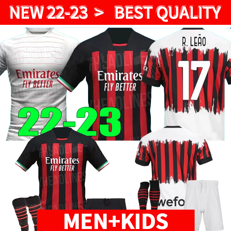 

IBRAHIMOVIC 22 23 soccer jersey AC GIROUD BENNACER KESSIE ROMAGNOLI CALHANOGLU TONALI REBIC 2022 2022 MILANS football shirt maillot men kids kit set 4TH, Black
