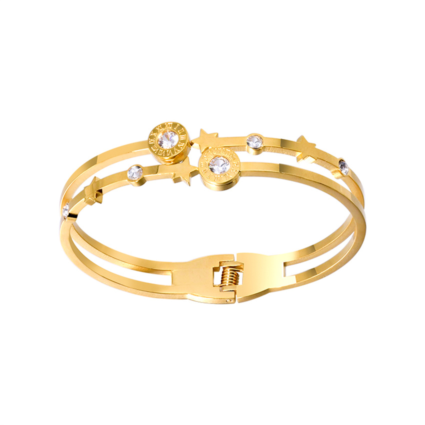 

Hand Bangles for Women Roman Numerals Titanium Steel Bracelets Customized Gold Plated Bangle Trendy Hand Accessories African Jewelry Dubai Wedding Holiday Gifts