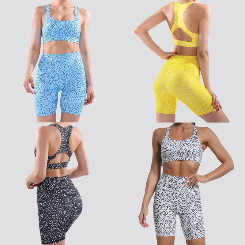 

Running Sets Ladies Sportswear Bodywear Fitness Yoga Wear Sports Bra Beautiful Back Five-Point Shorts SuitRunning, Yellow