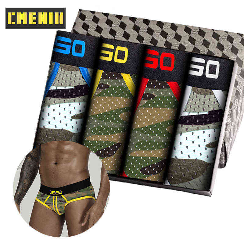 

CMENIN 4Pcs Camouflage Men's Briefs Soft Panties Jockstrap Innerwear Sexy Man Underwear Brief Men Breathable Mesh Underpants T220816, (4)bs73-multi