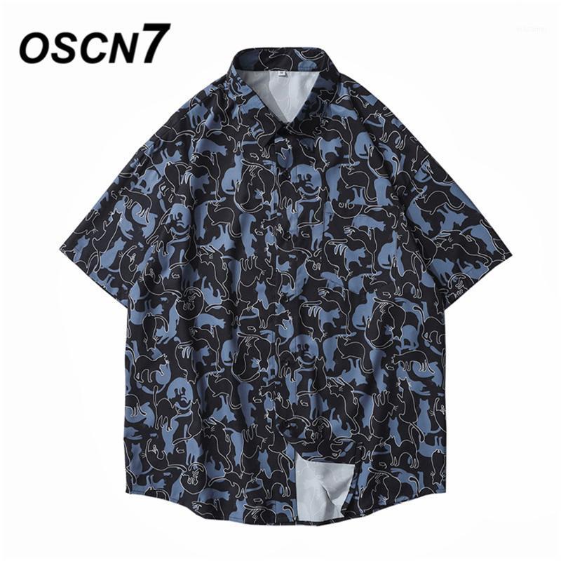 

Casual Printed Short Sleeve Shirt Men Street 2022 Hawaii Beach Oversize Women Fashion Harujuku Shirts For 5204 Men's, Black