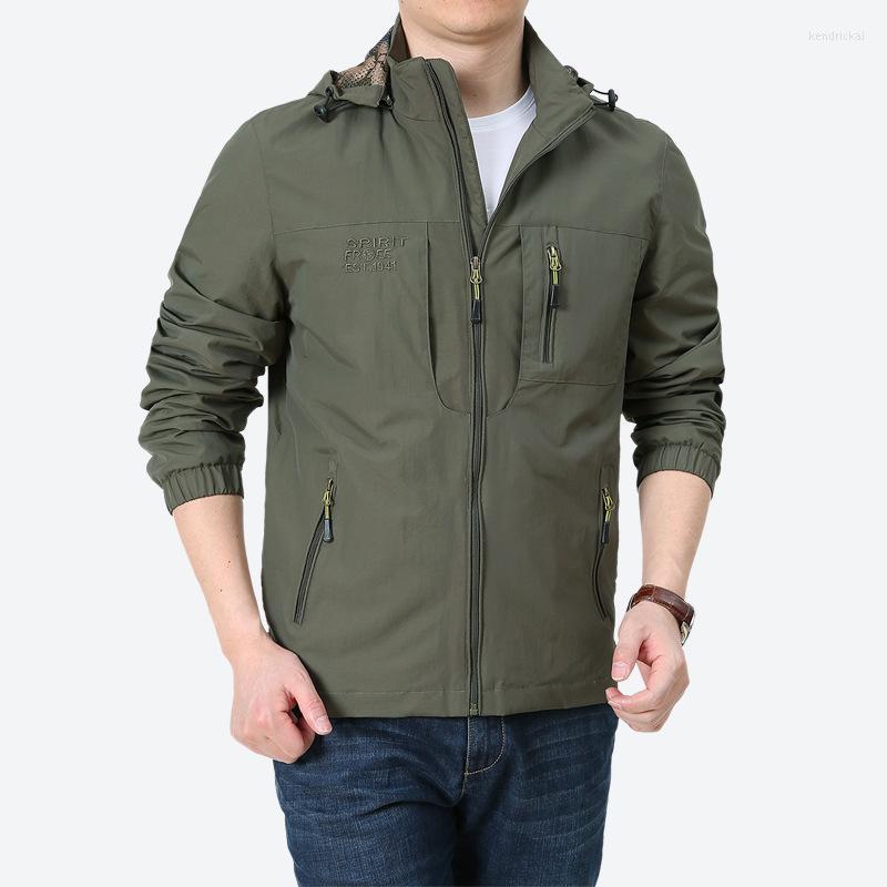 

Men's Trench Coats Outdoor Removable Hooded Windbreaker Jacket Spring Autumn Mens Fashion Plus Size Multi Pocket Sports Trenchcoat Coat With, Black