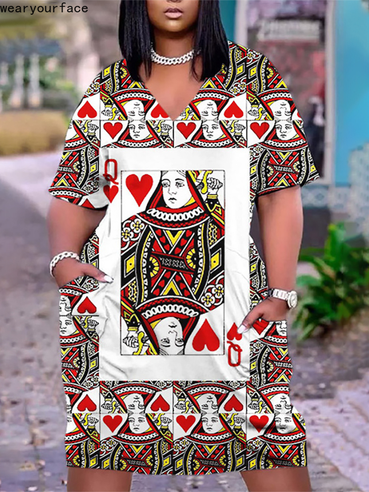 

Queen Hearts X-Long T Shirt All Over Printed Summer Streetwear Home Pajamas Casual Short Sleeve Women Female Clothing, Tee2