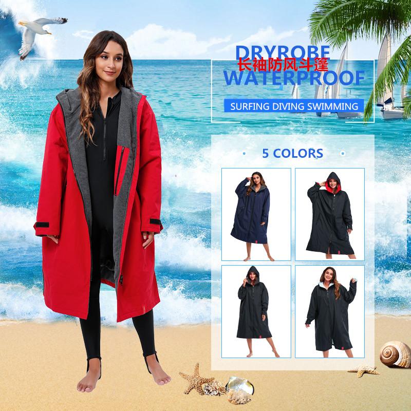 

Women's Swimwear Adult And Teenager Waterproof Hoodie Over Dry Coat Wet Suit Changing Robe With Microfiber Towel LiningWomen's, Black light blue