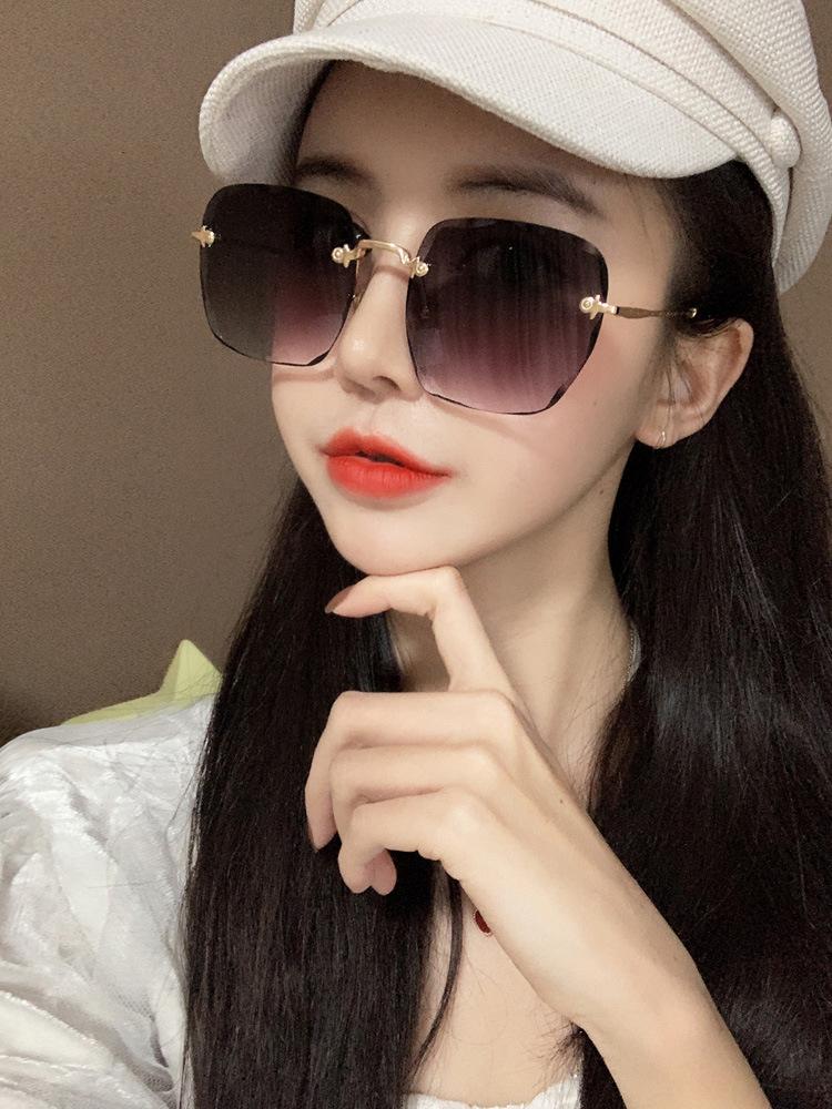 

Sunglasses Square Women Brand Designer Rimless Sun Glasses For Fashion 2022 Ocean Lens Shades UV400 Gafas De Sol Mujer