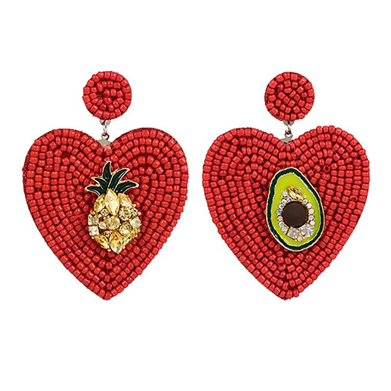 

Dangle & Chandelier ZHINI DIY Personality Avocado Handmade Earrings For Women Boho Gothic Bead Heart Big Drop Earring Party Jewelry