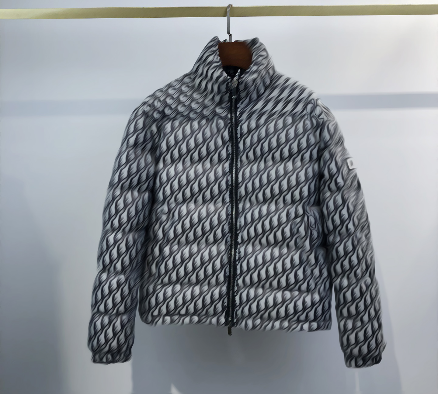 

Oblique print Mens Down Puffer high quality Jackets technical embroidery letter with double zipper structure left sleeve letters jacket 8 color selection A49, Make up for price