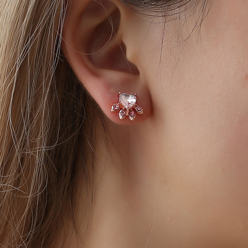 

Cute Animal Cat Paw Stud Earrings Women Cartoon Pink Crystal Earring Stud Girl Animals Footprint Alloy Ear Jewelry Accessories Gold Silver