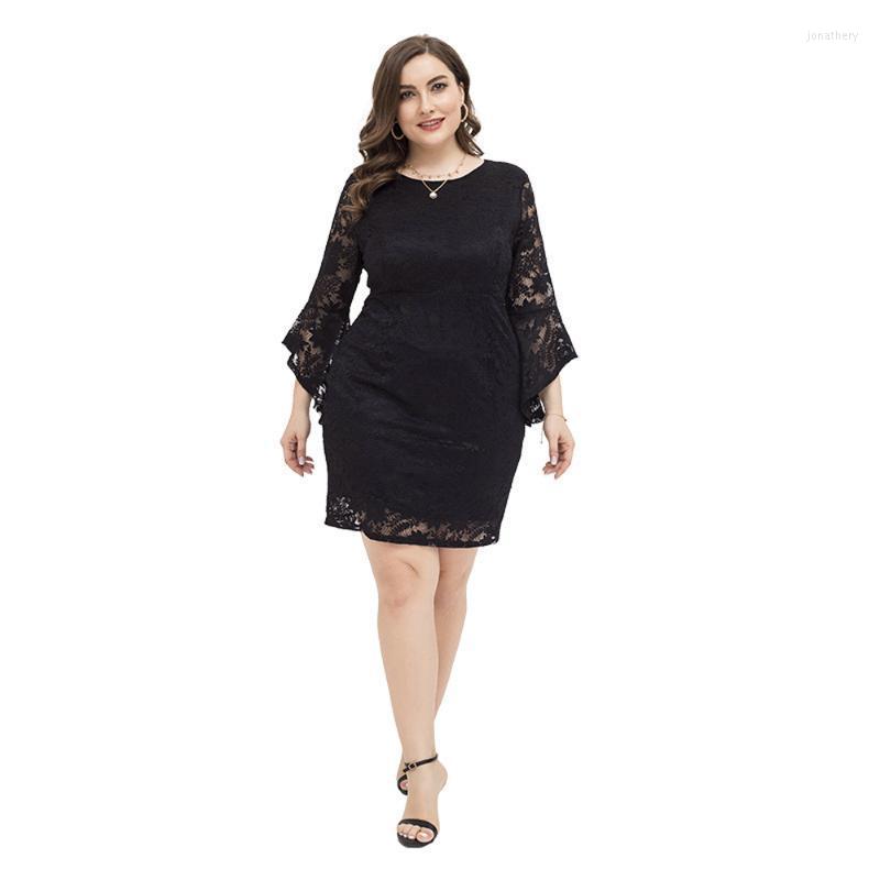 

Plus Size Dresses Oversized Elegant Summer For Women 2022 Lady Lace Light Soft Party Midi Mini Dress Female Clothes Skirt Black Fat Wear Jon