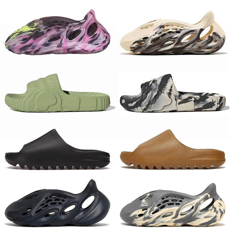 

With box new series lemon green Foam Runner Sandals Slipper Clog lady sandal acoustic eva resin Slides Black MX sand grey Moon Grey Woman Man bone Designer Beach Shoes, A3 esert sand 36-45